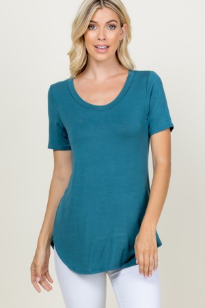10183SS07<br/>SCOOP ROUND NECK SHORT SLEEVE SOLID TOP